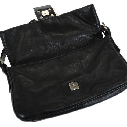 Fendi Black Lambskin Baguette Handbag