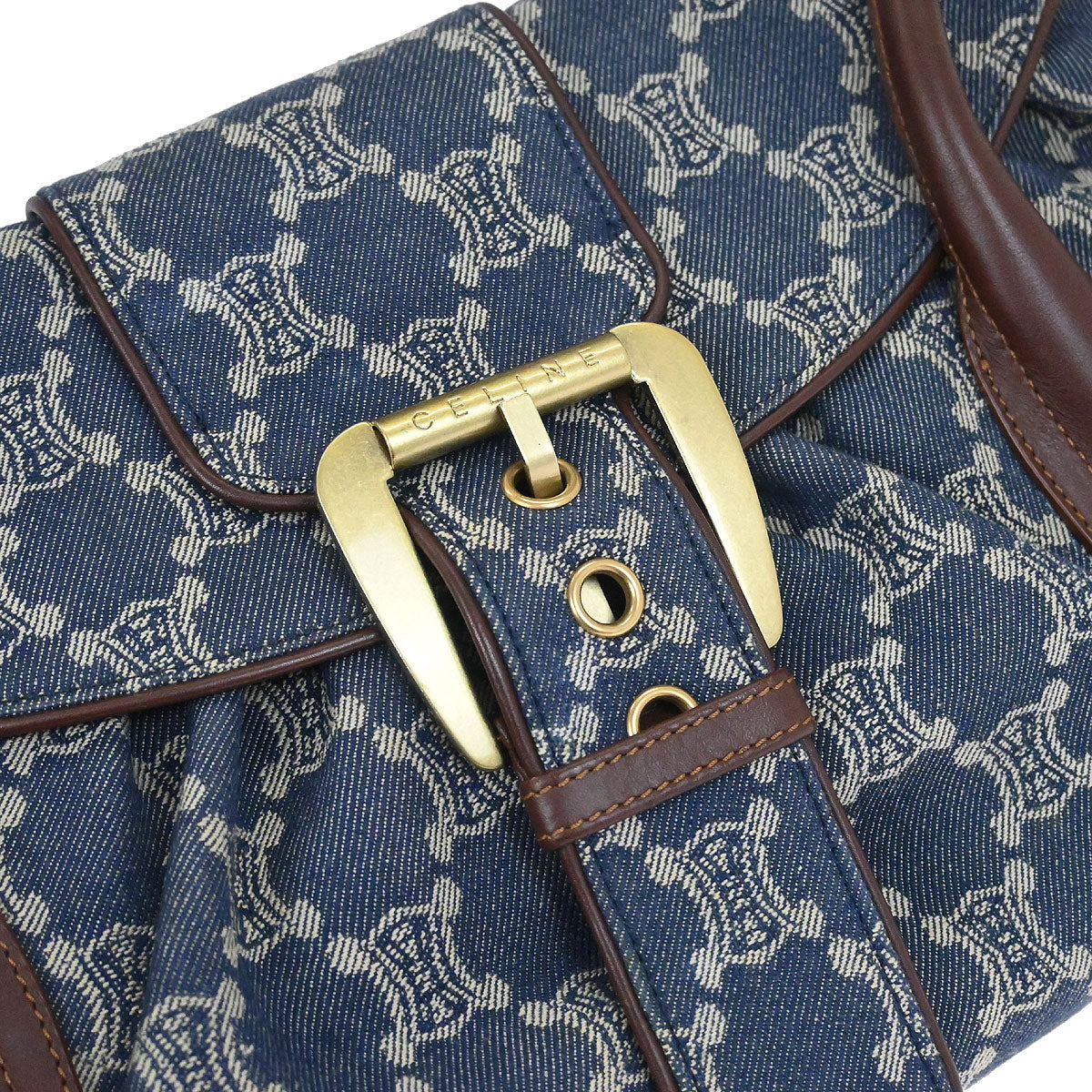 Celine Blue Denim Macadam Handbag