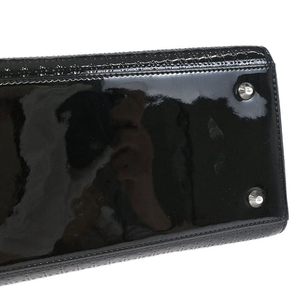 Christian Dior Black Patent Leather Medium Lady Dior Cannage 2way Shoulder Handbag