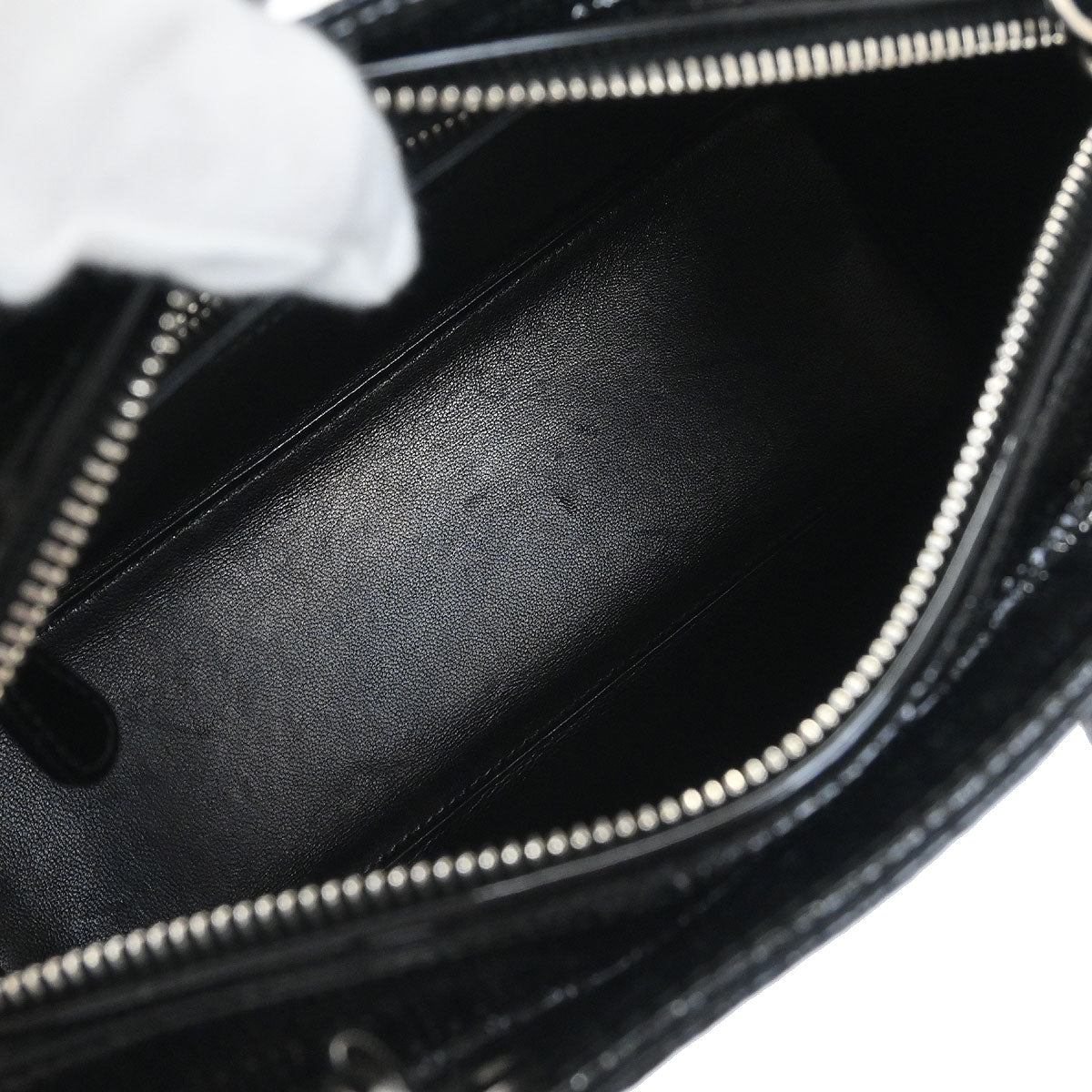 Christian Dior Black Patent Leather Medium Lady Dior Cannage 2way Shoulder Handbag