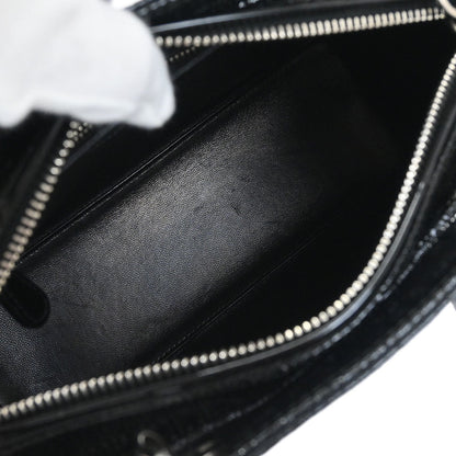 Christian Dior Black Patent Leather Medium Lady Dior Cannage 2way Shoulder Handbag