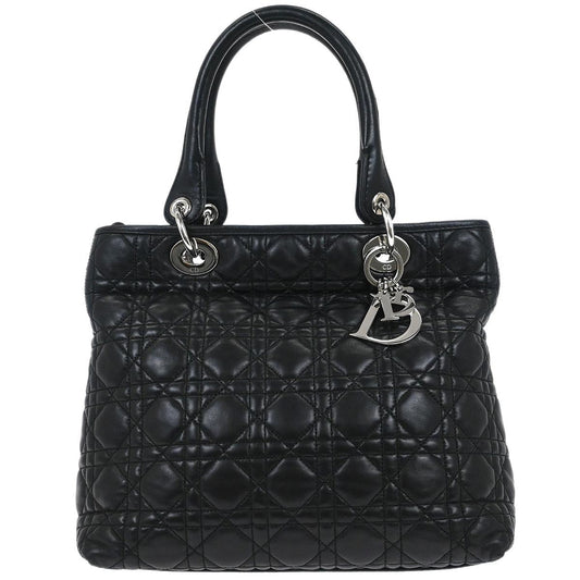 Christian Dior Black Lambskin Lady Dior Cannage Handbag
