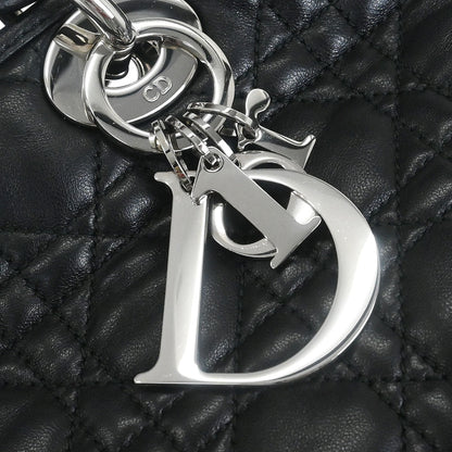 Christian Dior Black Lambskin Lady Dior Cannage Handbag