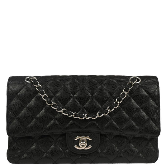 Chanel Black Caviar Skin Medium Classic Double Flap Shoulder Bag