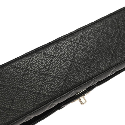 Chanel Black Caviar Skin Medium Classic Double Flap Shoulder Bag
