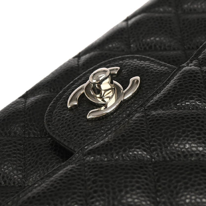 Chanel Black Caviar Skin Medium Classic Double Flap Shoulder Bag