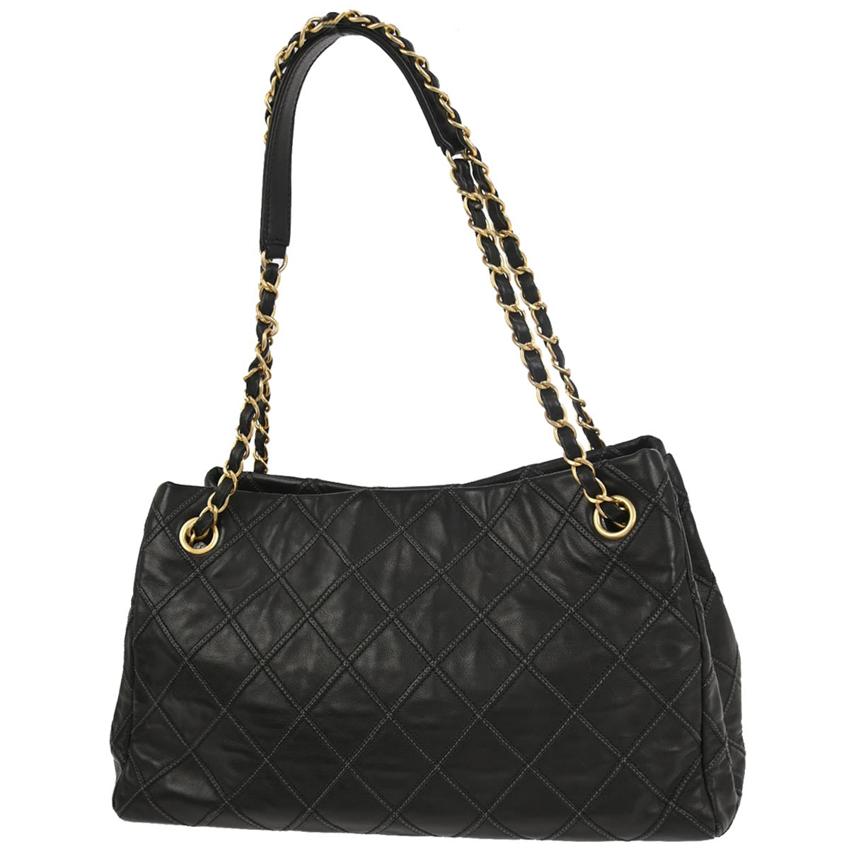 Chanel Black Lambskin Bicolore Tote Handbag