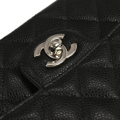 Chanel Black Caviar Skin Medium Classic Double Flap Shoulder Bag