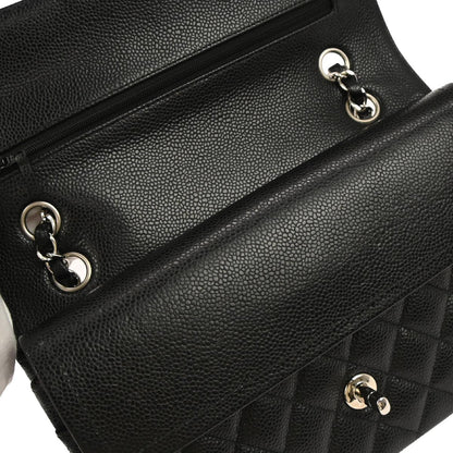 Chanel Black Caviar Skin Medium Classic Double Flap Shoulder Bag