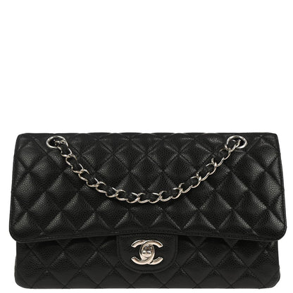 Chanel Black Caviar Skin Medium Classic Double Flap Shoulder Bag