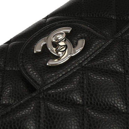Chanel Black Caviar Skin Medium Classic Double Flap Shoulder Bag