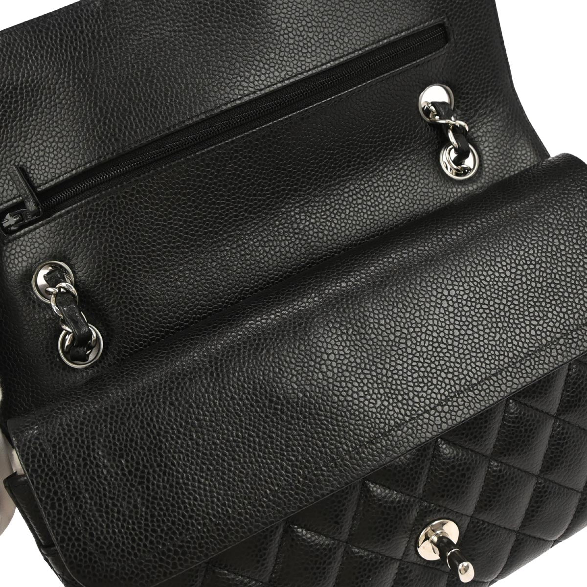 Chanel Black Caviar Skin Medium Classic Double Flap Shoulder Bag