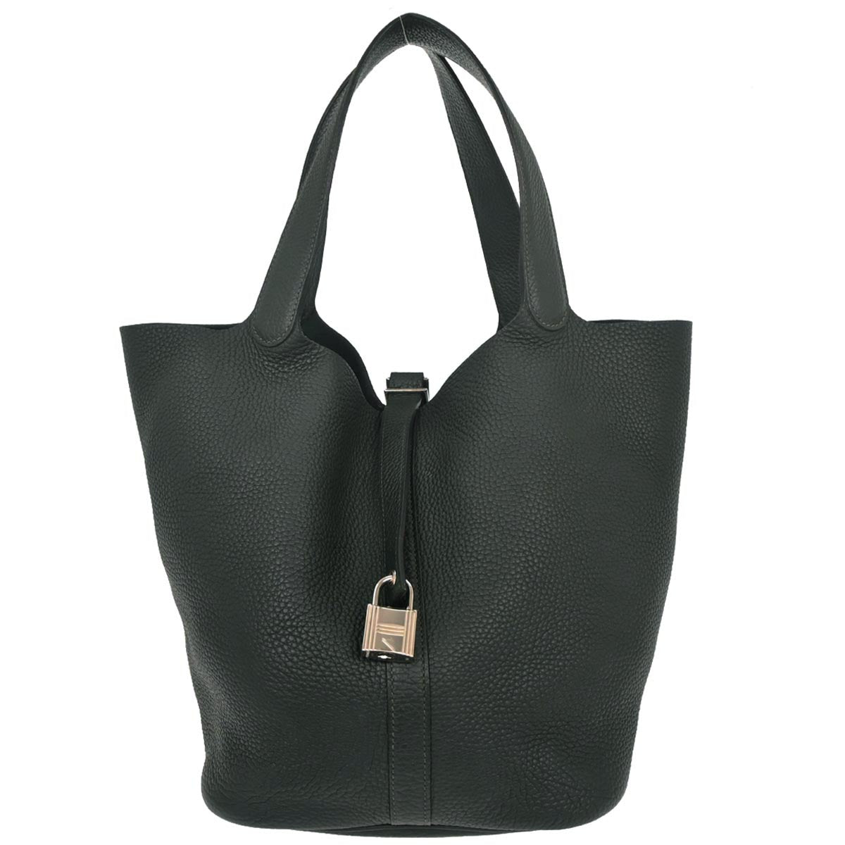 Hermes Vert Fonce Taurillon Clemence Picotin Lock 26 GM Handbag