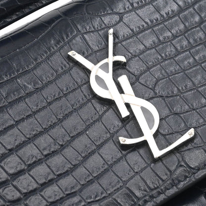 Saint Laurent * Navy Embossed Leather Sunset Handbag