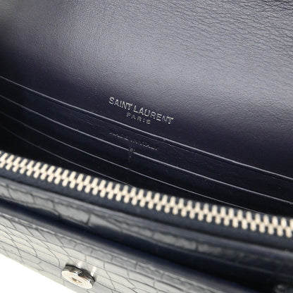 Saint Laurent * Navy Embossed Leather Sunset Handbag