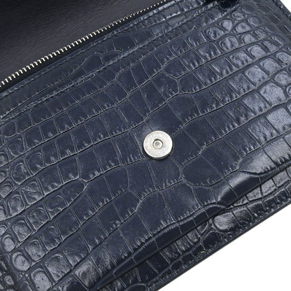 Saint Laurent * Navy Embossed Leather Sunset Handbag