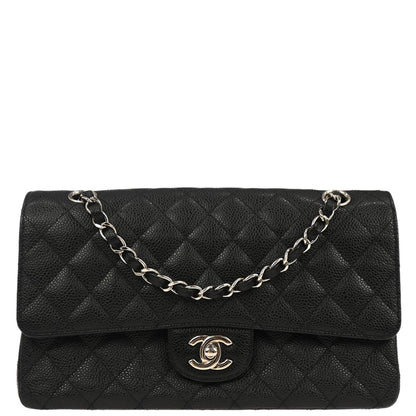Chanel Black Caviar Skin Medium Classic Double Flap Shoulder Bag