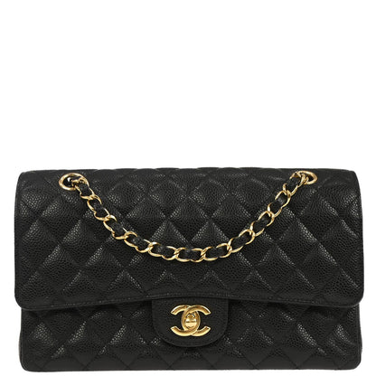 Chanel Black Caviar Skin Medium Classic Double Flap Shoulder Bag