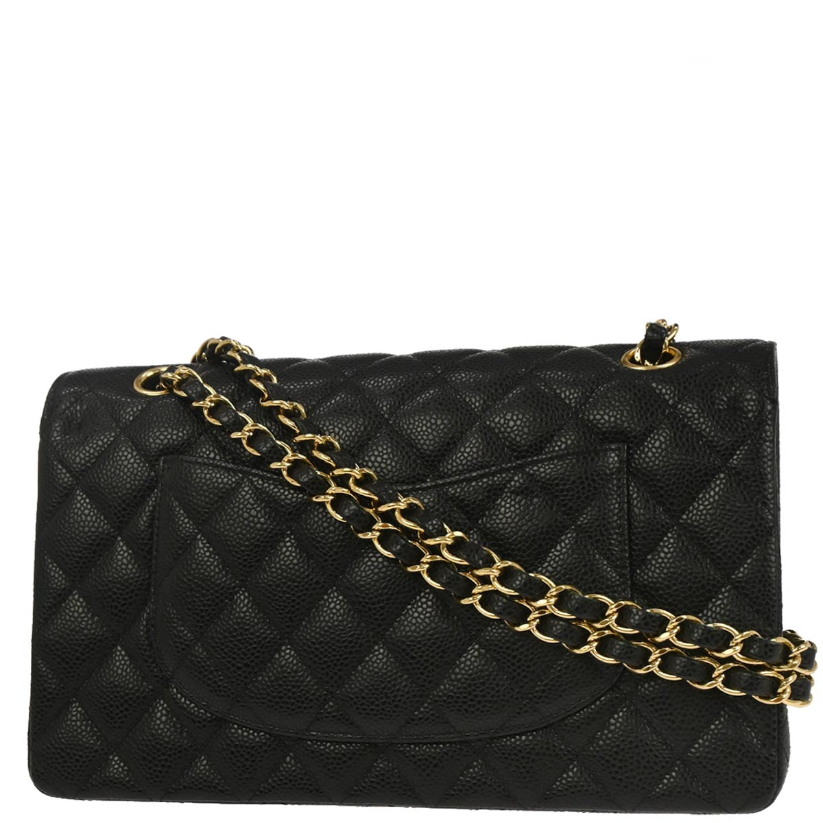 Chanel Black Caviar Skin Medium Classic Double Flap Shoulder Bag