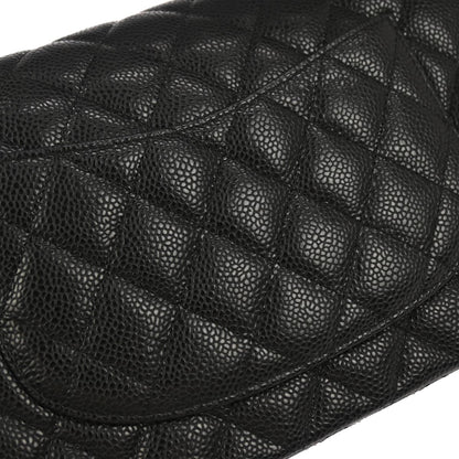 Chanel Black Caviar Skin Medium Classic Double Flap Shoulder Bag