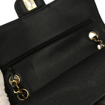 Chanel Black Caviar Skin Medium Classic Double Flap Shoulder Bag