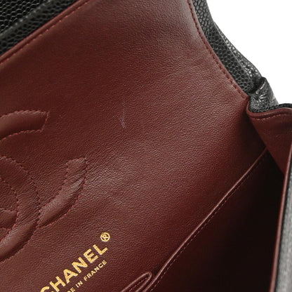 Chanel Black Caviar Skin Medium Classic Double Flap Shoulder Bag