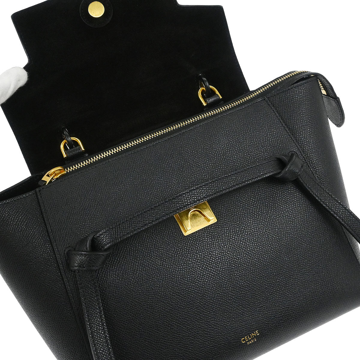 Celine Black Belt Bag 2way Shoulder Handbag