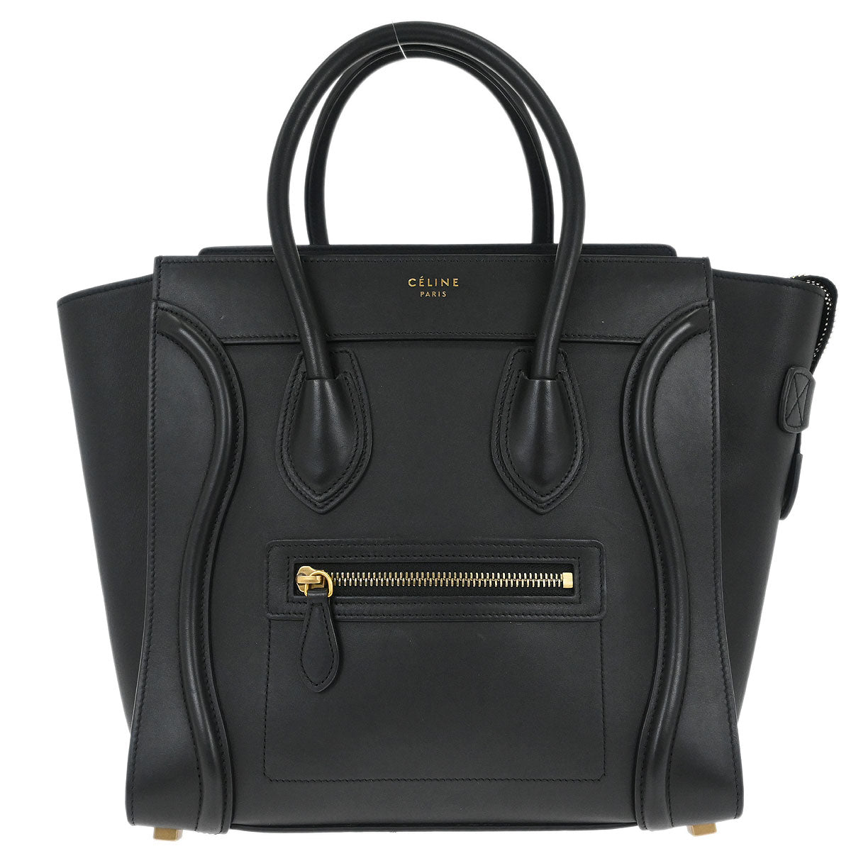 Celine Black Leather Micro Luggage Tote Bag