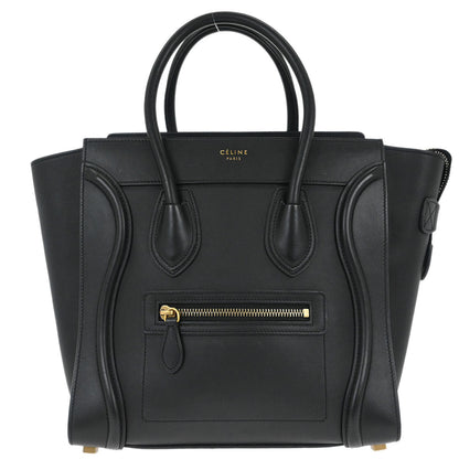 Celine Black Leather Micro Luggage Tote Bag