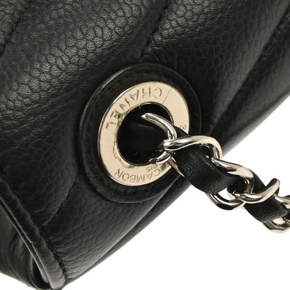 Chanel Black Caviar Skin Chevron Flap Bag Shoulder Bag