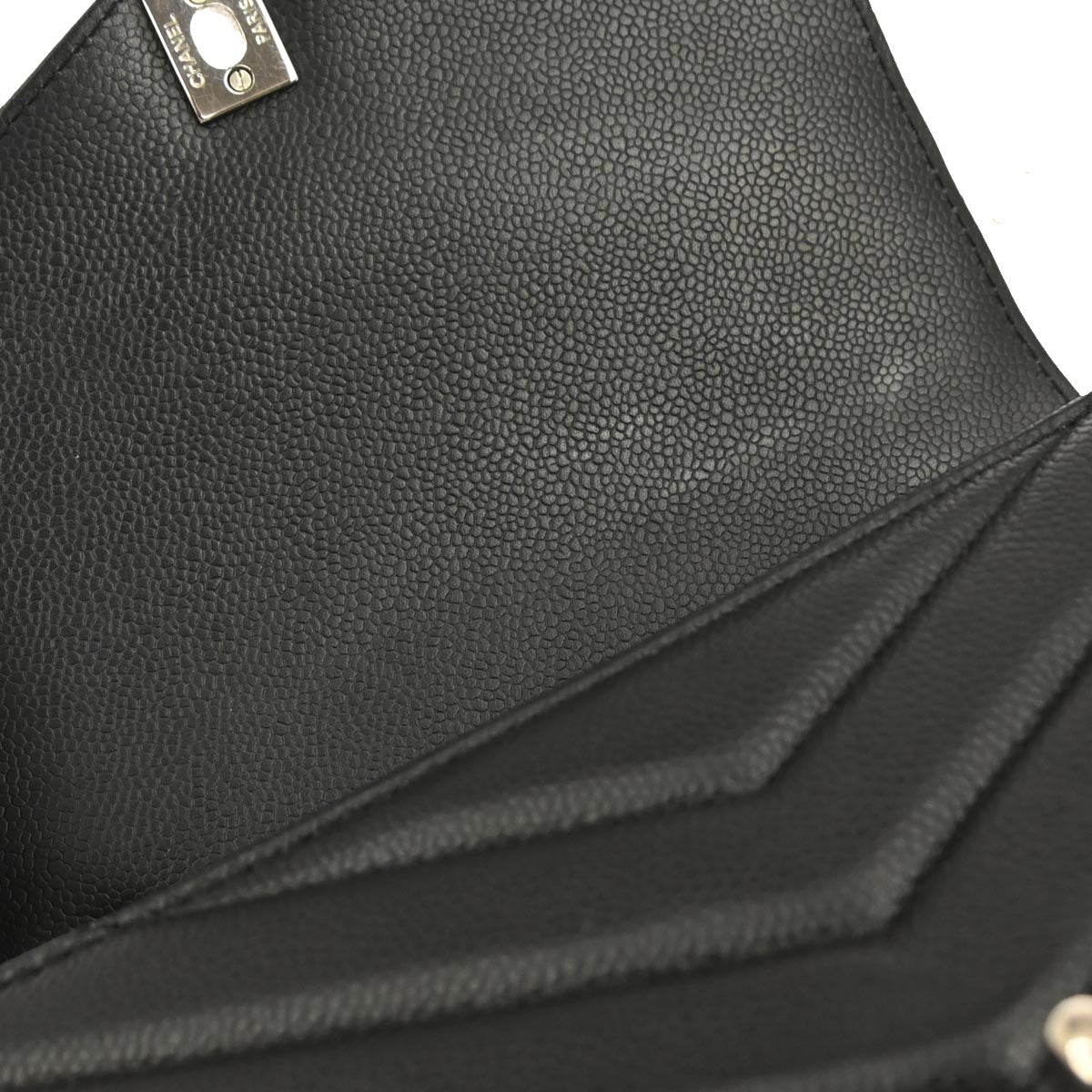 Chanel Black Caviar Skin Chevron Flap Bag Shoulder Bag