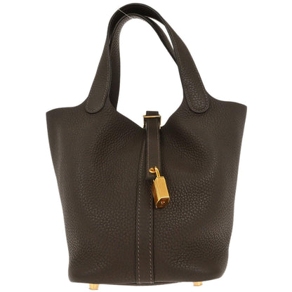 Hermes Chocolat Taurillon Clemence Picotin Lock 18 PM Handbag