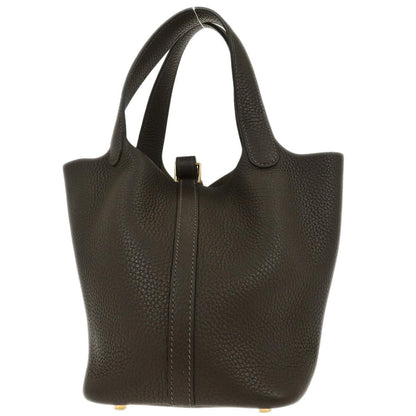 Hermes Chocolat Taurillon Clemence Picotin Lock 18 PM Handbag