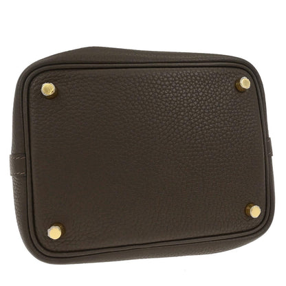 Hermes Chocolat Taurillon Clemence Picotin Lock 18 PM Handbag