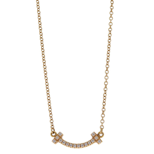 Tiffany & Co. T Smile Mini Pendant Necklace Au750 Diamond Jewelry