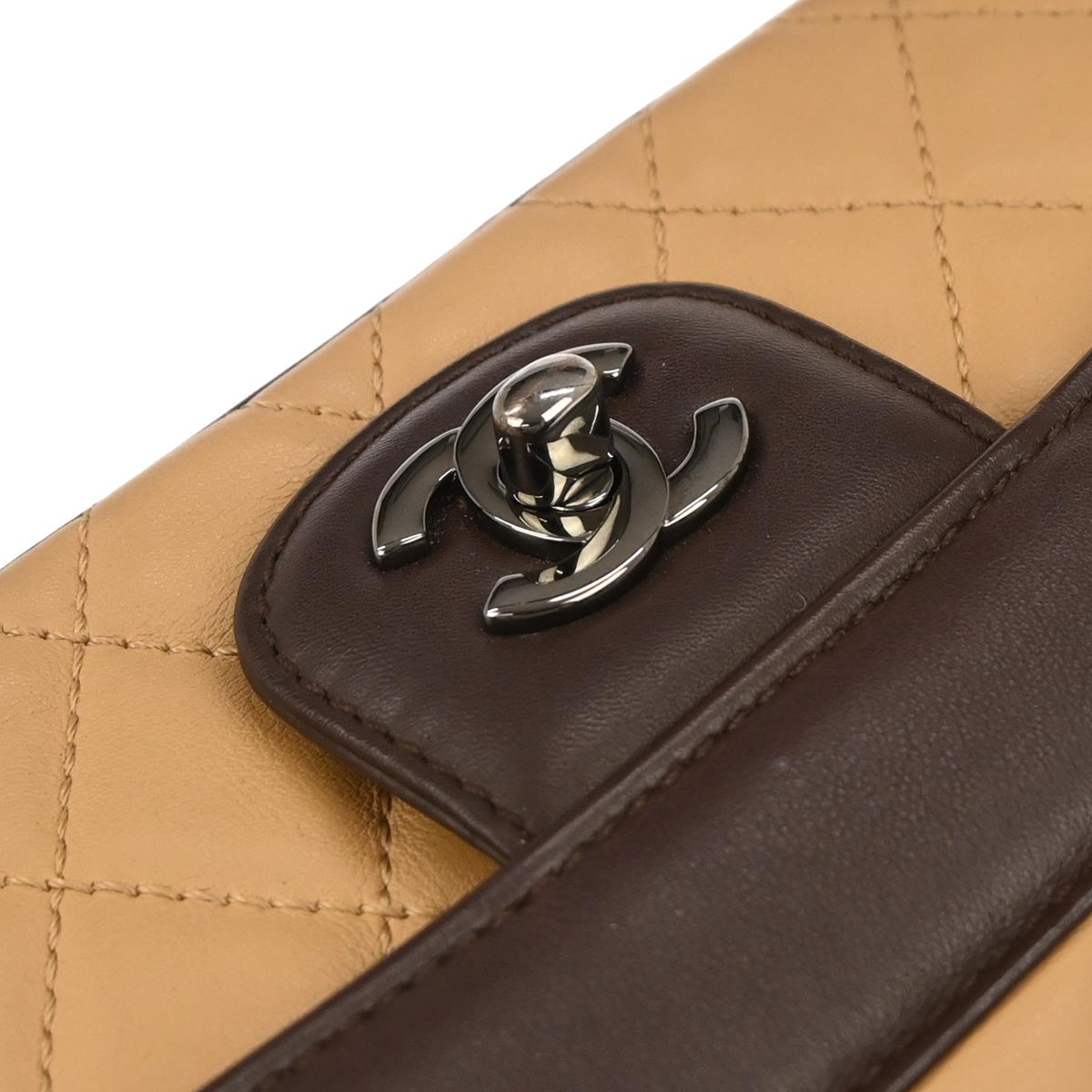 Chanel Beige Brown Lambskin Coco Corset Flap Bag Shoulder Bag