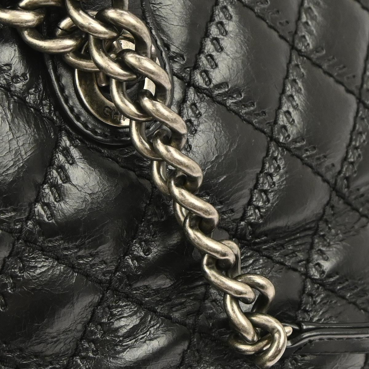 Boy Chanel Black Calfskin Double Stitch ShoulderTote Bag