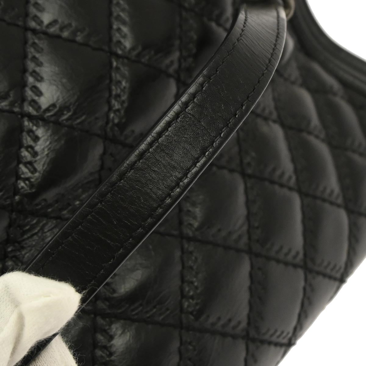 Boy Chanel Black Calfskin Double Stitch ShoulderTote Bag