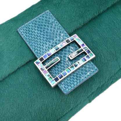 Fendi * Green Pony Hair Python Baguette Handbag