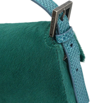 Fendi * Green Pony Hair Python Baguette Handbag