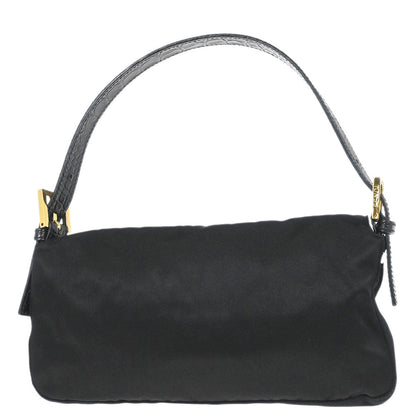 Fendi * Black Satin Crocodile Baguette Handbag