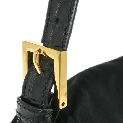 Fendi * Black Satin Crocodile Baguette Handbag