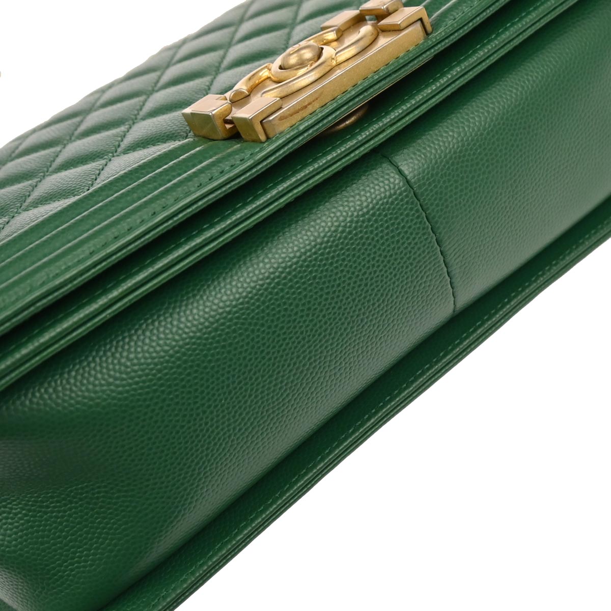 Boy Chanel Green Caviar Skin Medium Shoulder Bag