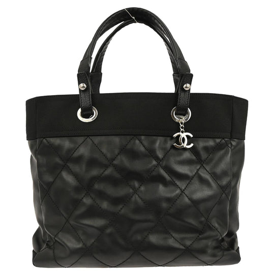 Chanel Black Coated Canvas Paris-Biarritz MM Tote Handbag