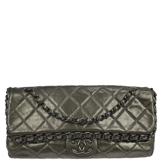 Chanel Gray Calfskin Chain Me Shoulder Bag
