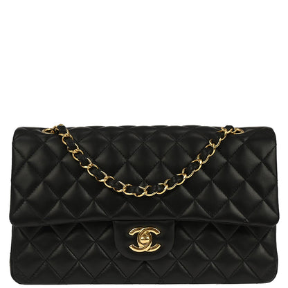 Chanel Black Lambskin Medium Classic Double Flap Shoulder Bag