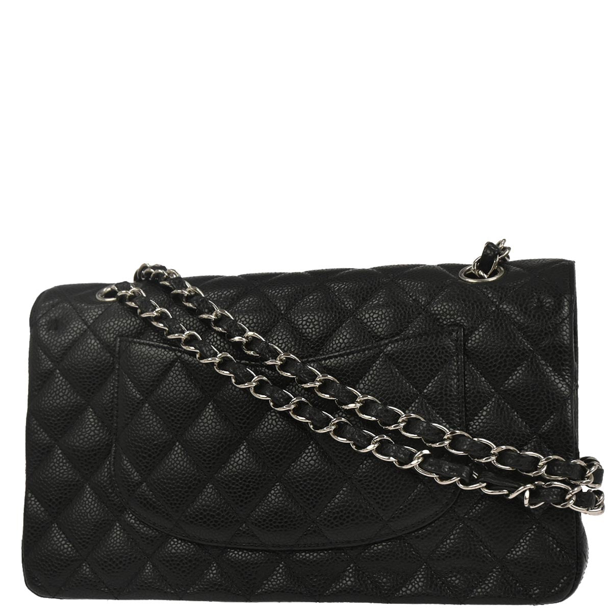 Chanel 2010-2011 Black Caviar Skin Medium Classic Double Flap Shoulder Bag