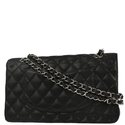 Chanel 2010-2011 Black Caviar Skin Medium Classic Double Flap Shoulder Bag