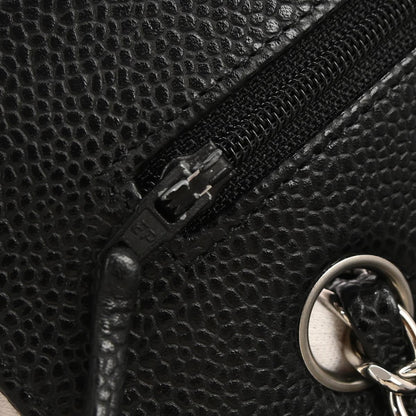 Chanel 2010-2011 Black Caviar Skin Medium Classic Double Flap Shoulder Bag