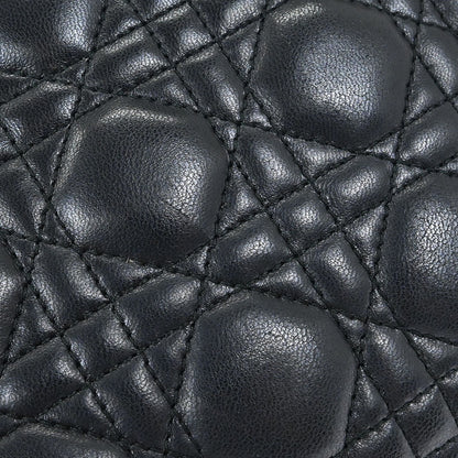 Christian Dior Black Lambskin Medium Lady Dior Cannage 2way Shoulder Handbag